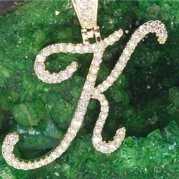 Initial K Pendant + 18" Rope Chain - Picture 1 of 12